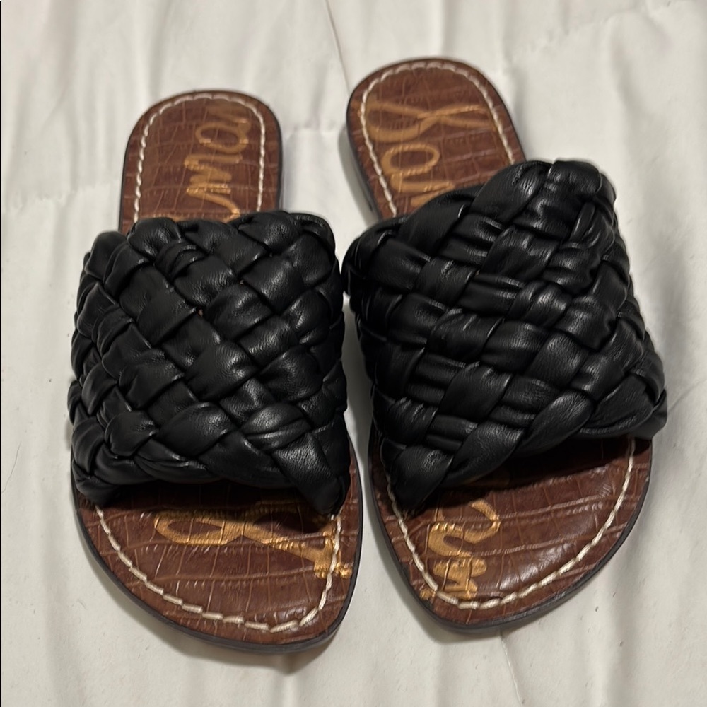 Stylish Black Braided Slide Sandals